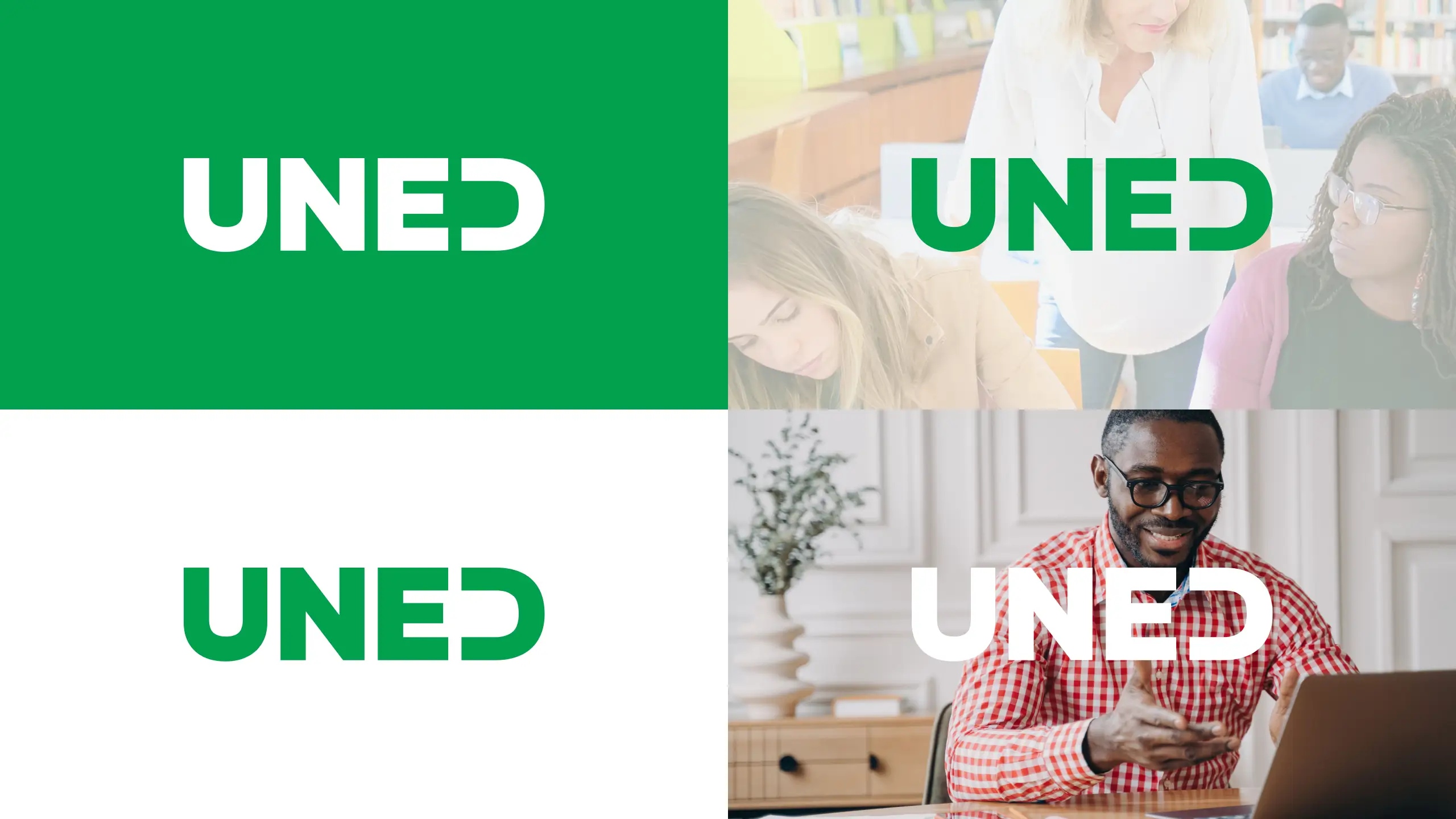 Versión del logo con colores principales e imágenes detrás